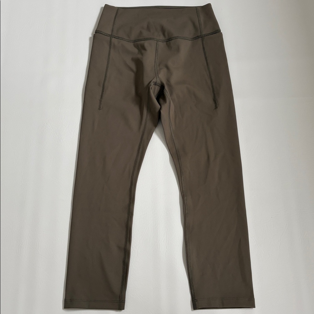 NOBULL Leggings Crop 21” Leggings Pockets Olive Green Size Small - Picture 11 of 11